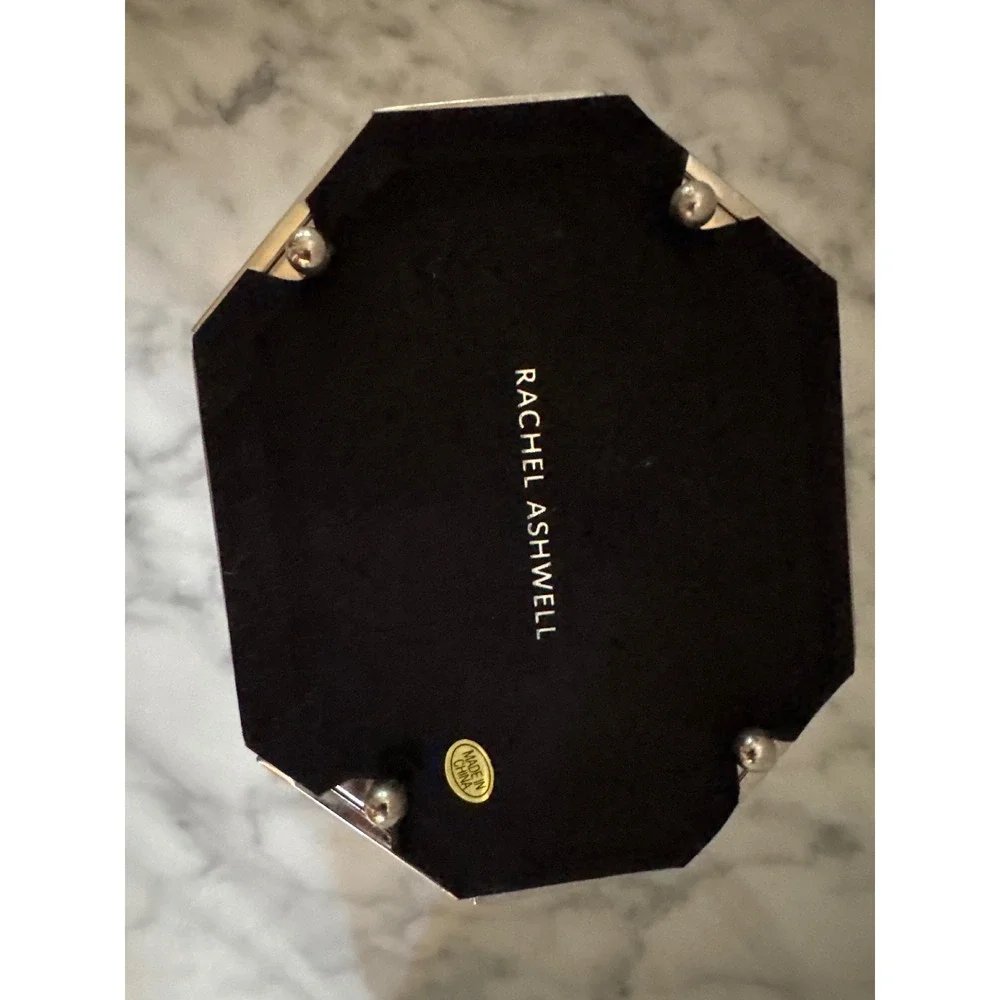 Rachel Ashwell Shabby Chic Silver Filigree Mirrored Octagon Glass Jewelry Box
